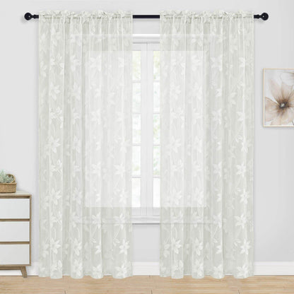 DWCN Lace Sheer Curtains, Set of 2 Panels - Loft&Timber