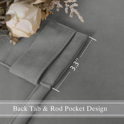 DWCN Velvet Curtains, 2 Panels - Rod Pocket and Back Tab - Loft&Timber