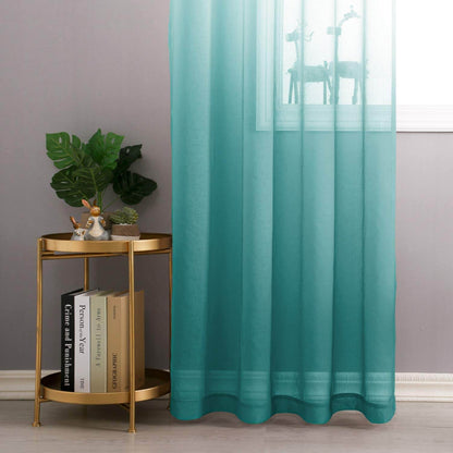 DWCN Faux Linen Ombre Sheer Curtains, Set of 2 Panels - Loft&Timber