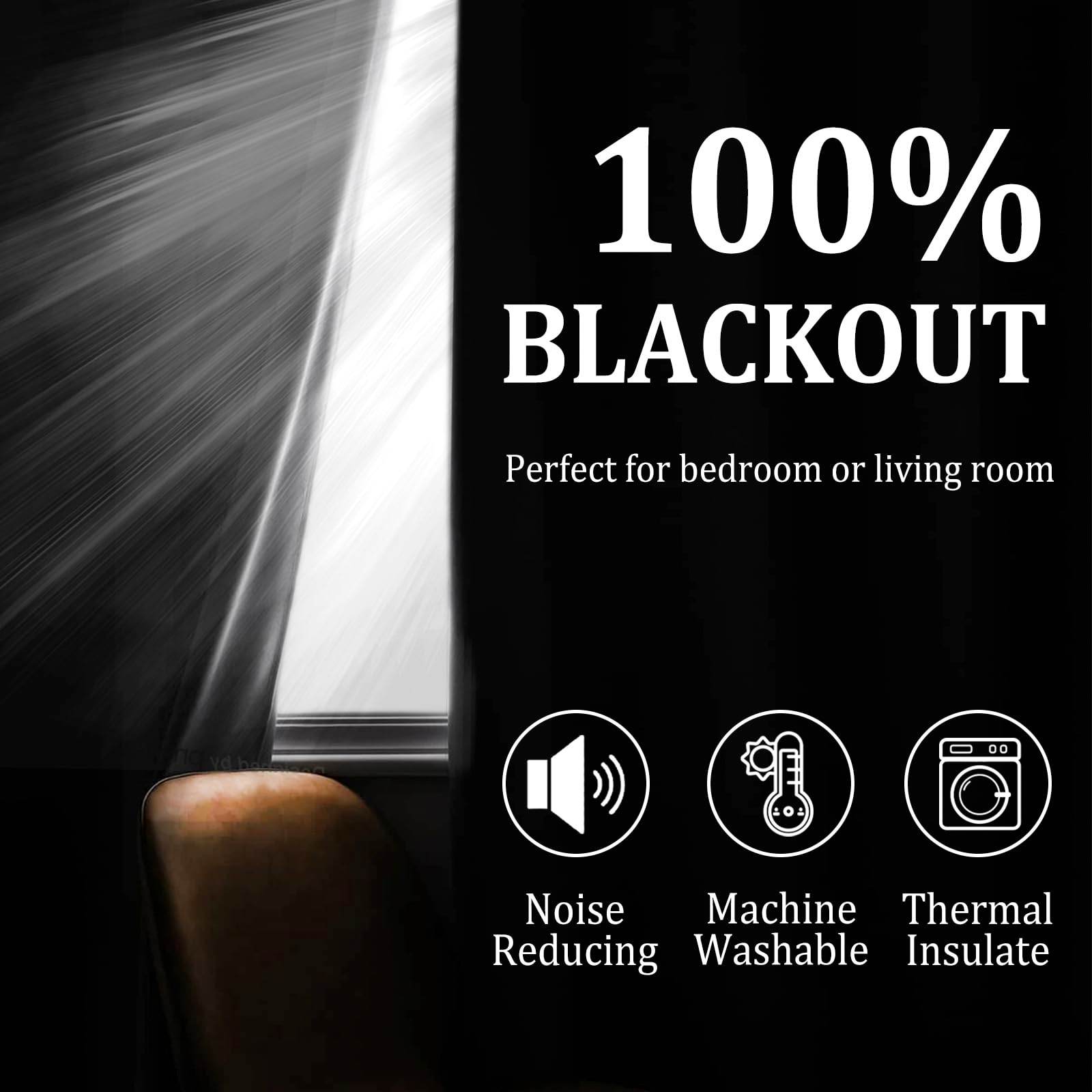 DWCN 100% Blackout Curtains with Tiebacks, Set of 2 Panels - Loft&Timber