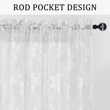 DWCN Lace Sheer Curtains, Set of 2 Panels - Loft&Timber