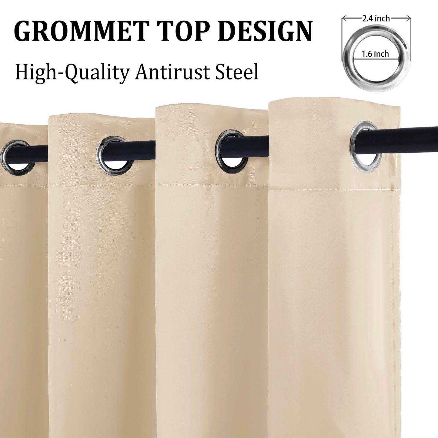 DWCN 100% Blackout Curtains with Tiebacks, Set of 2 Panels - Loft&Timber