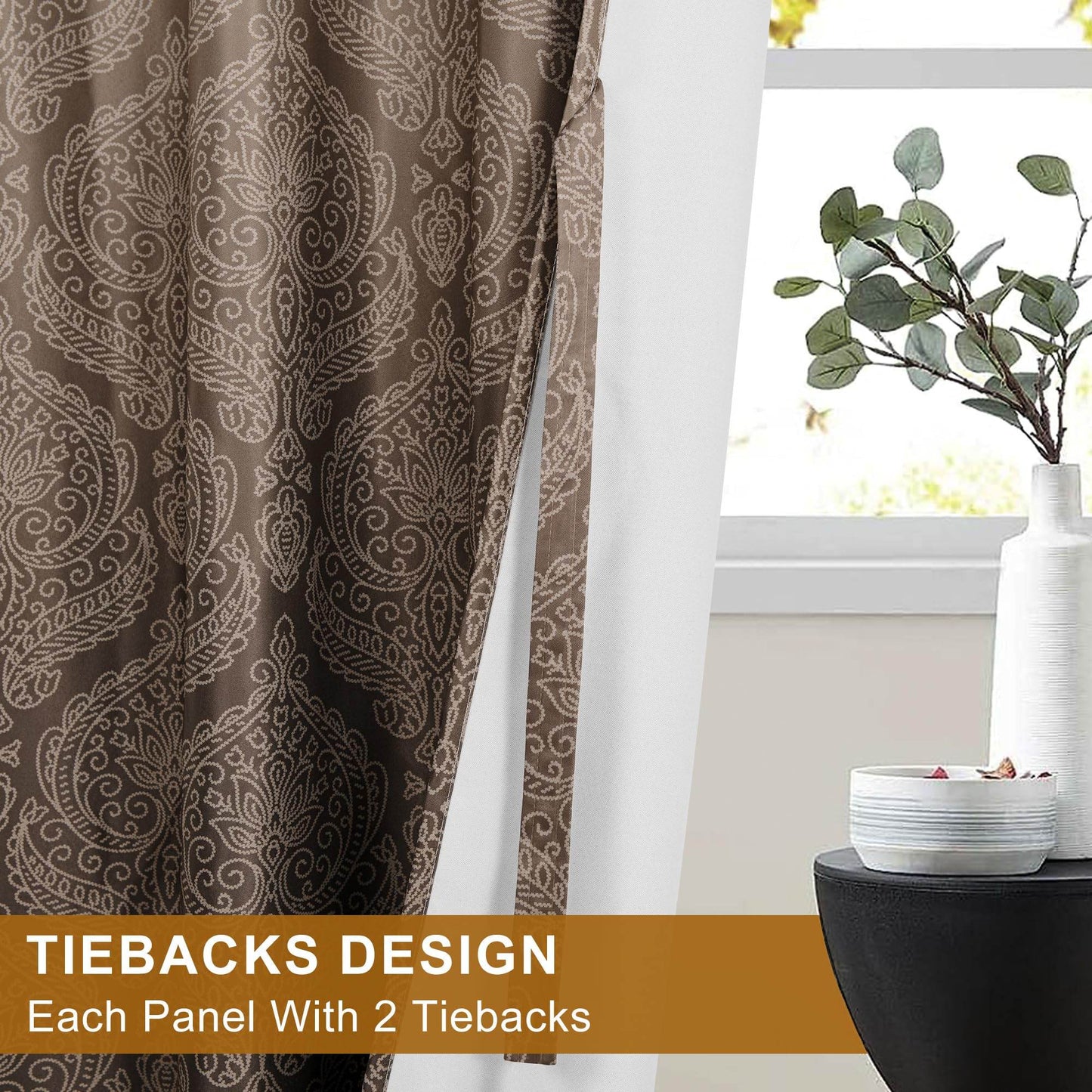 DWCN Ombre Blackout Curtains with Tiebacks, Set of 2 Panels - Loft&Timber