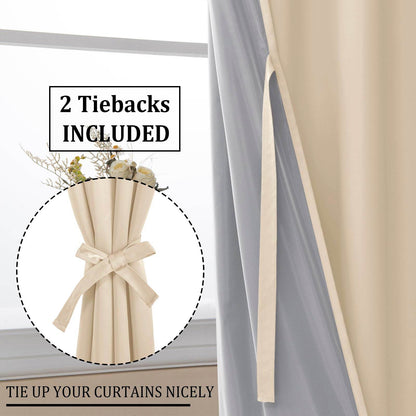 DWCN 100% Blackout Curtains with Tiebacks, Set of 2 Panels - Loft&Timber