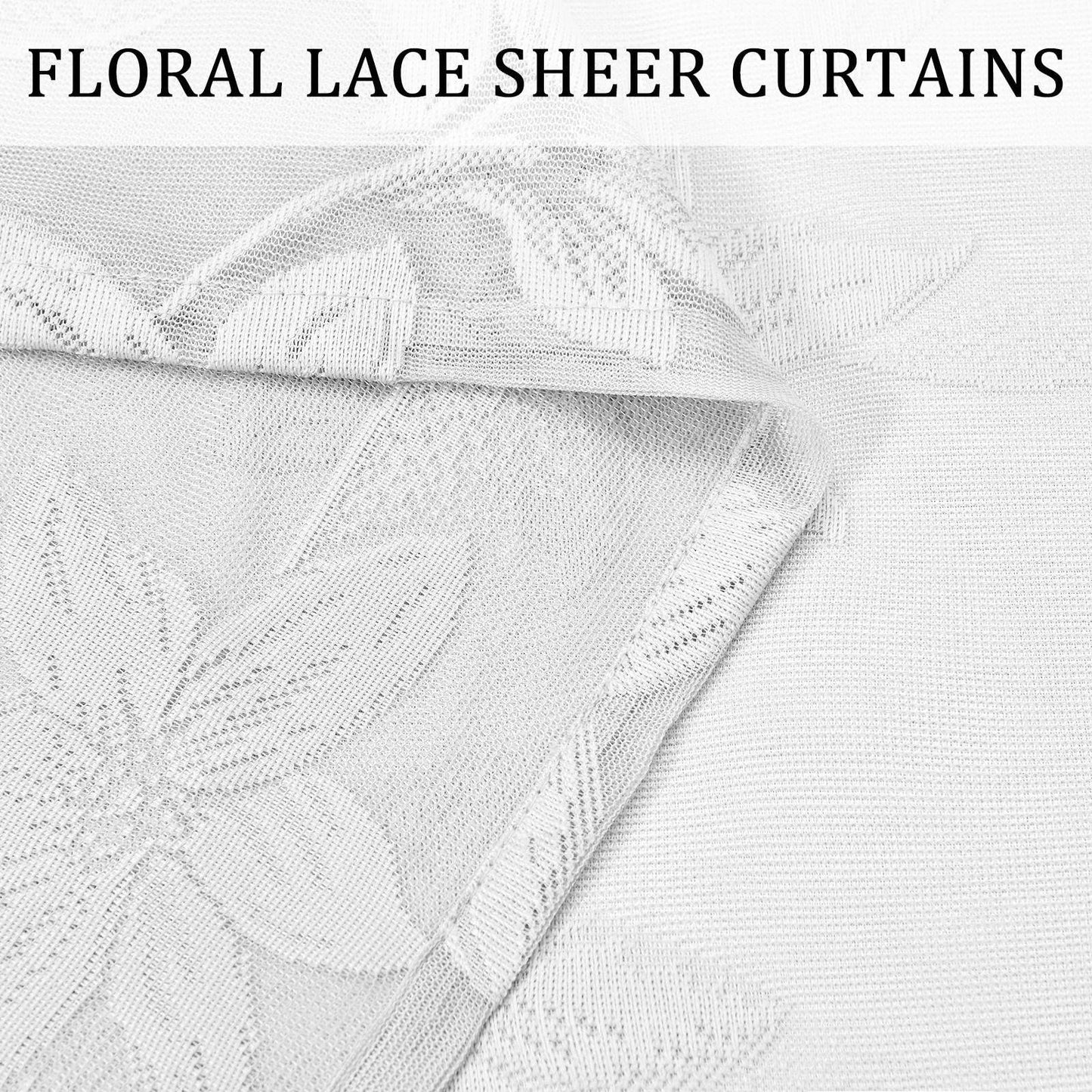 DWCN Lace Sheer Curtains, Set of 2 Panels - Loft&Timber