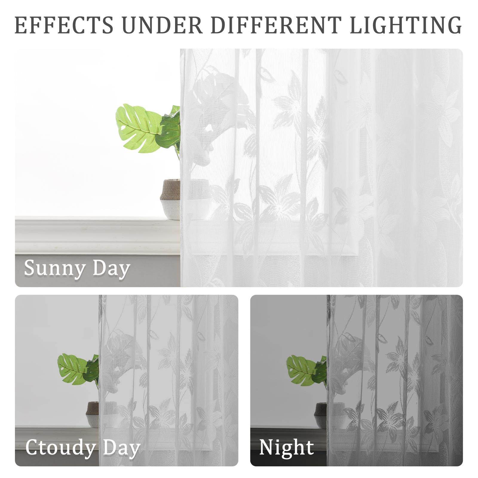 DWCN Lace Sheer Curtains, Set of 2 Panels - Loft&Timber