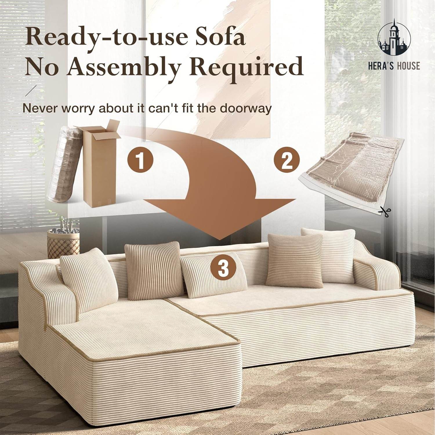 L Shaped Modern Sofa with Chaise and Pillows - Loft&Timber