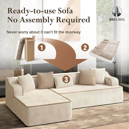 L Shaped Modern Sofa with Chaise and Pillows - Loft&Timber