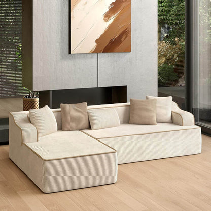 L Shaped Modern Sofa with Chaise and Pillows - Loft&Timber