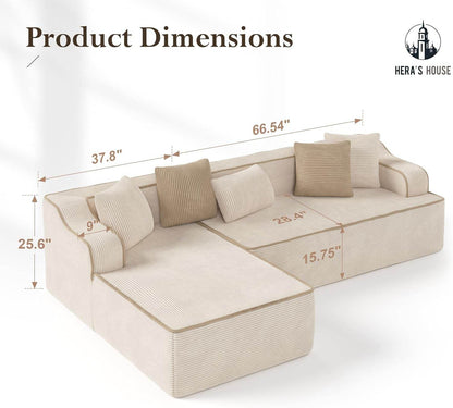 L Shaped Modern Sofa with Chaise and Pillows - Loft&Timber