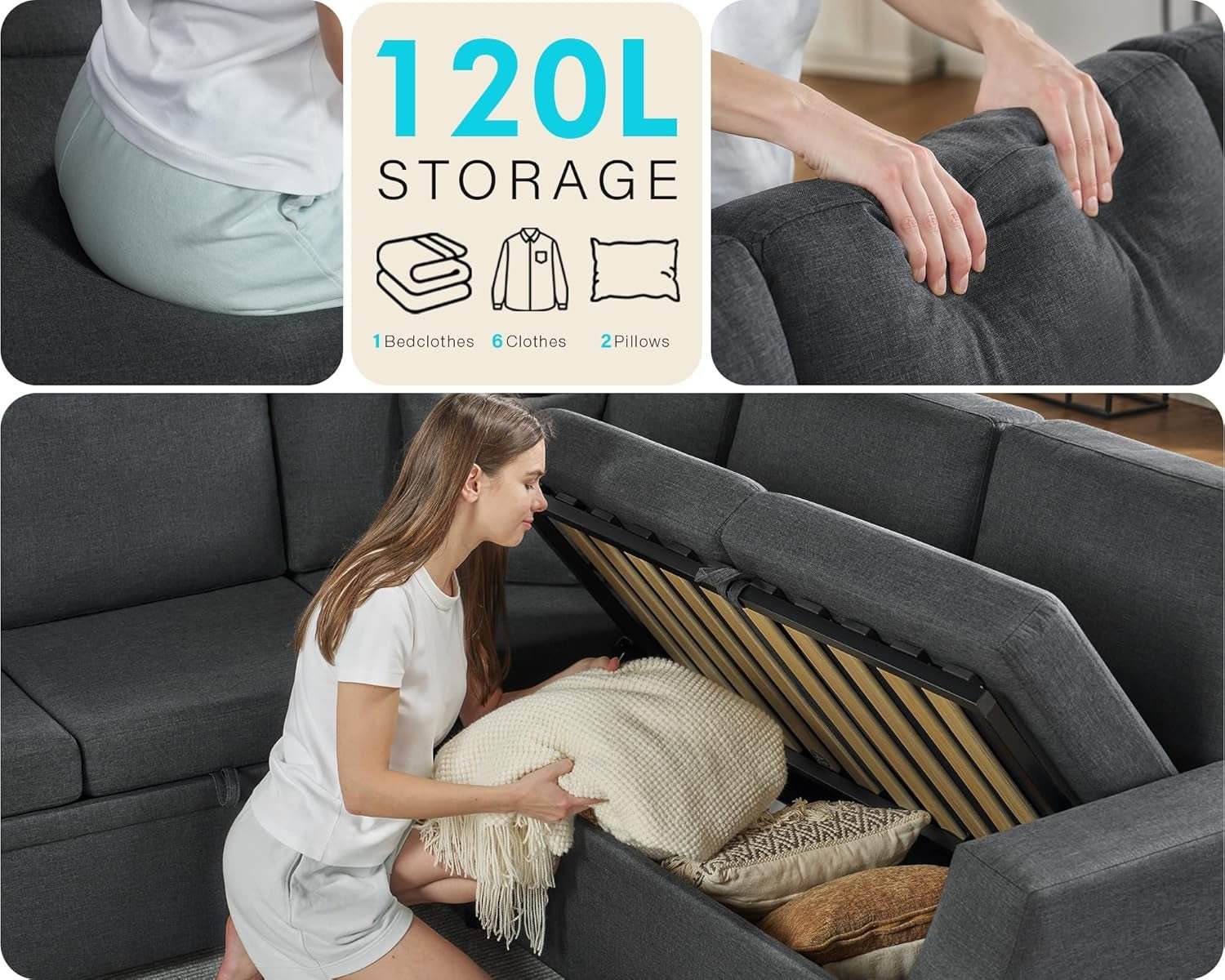 L Shaped Sleeper Sofa Bed with Storage for Comfort - Loft&Timber