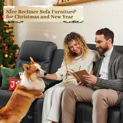 Large 3 Seat Recliner Sofa with USB Ports - Loft&Timber