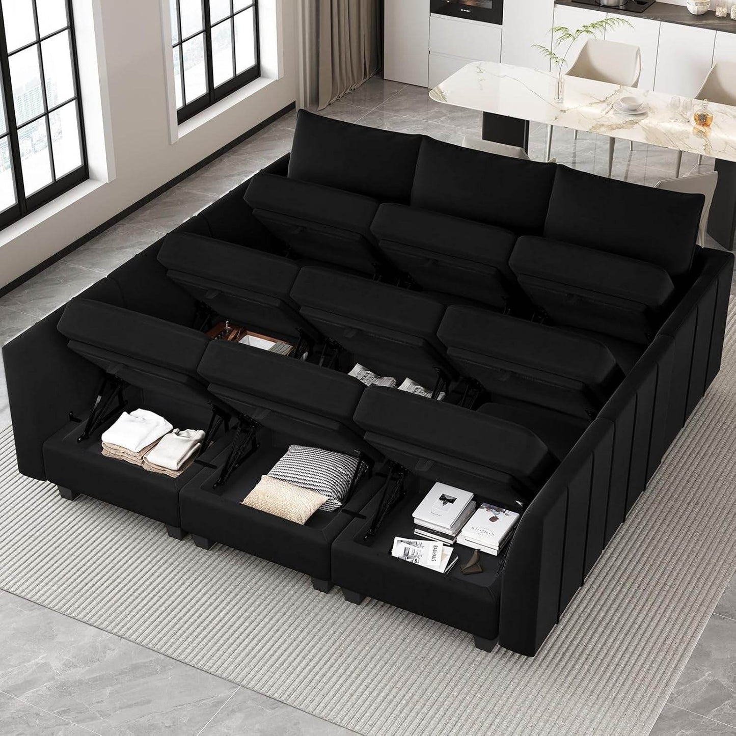 Large Modular Sectional Sofa Bed with Storage Comfort - Loft&Timber