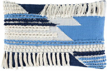Lacaron Blue Chevron Fringe Lumbar Pillow - Clearance - Loft&Timber