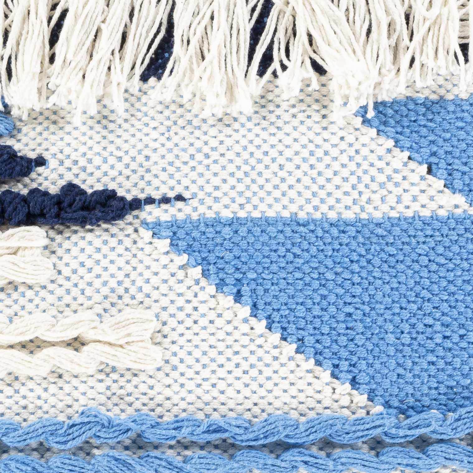 Lacaron Blue Chevron Fringe Lumbar Pillow - Clearance - Loft&Timber