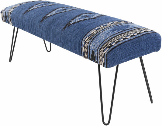 Wesselsbron Navy Striped Upholstered Bench - Loft&Timber
