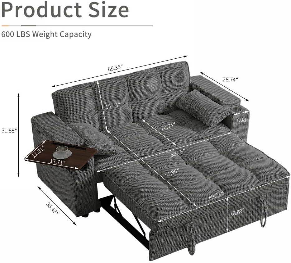 Modern 3 In 1 Folding Sofa Bed With Mattress - Loft&Timber