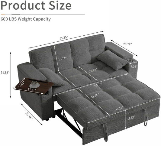 Modern 3 In 1 Folding Sofa Bed With Mattress-1