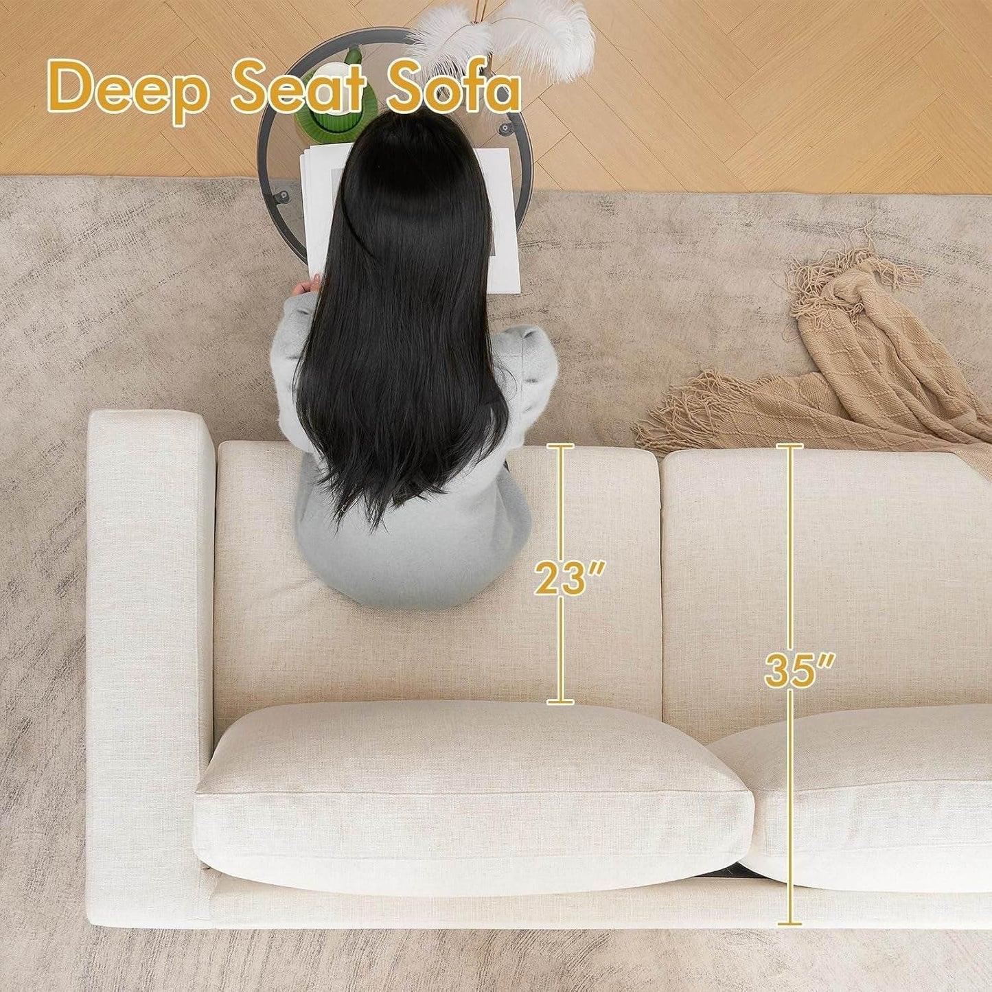 Modern 85 Inch Comfy Sofa Deep Seat Couch - Loft&Timber