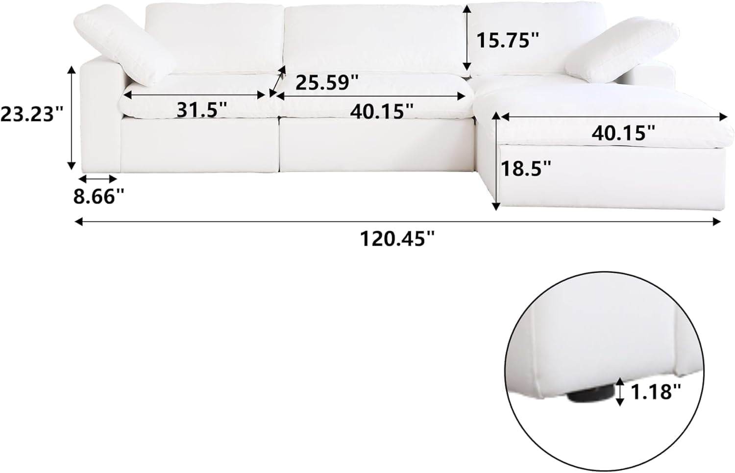 Modern L Shape Cloud Sofa - Loft&Timber