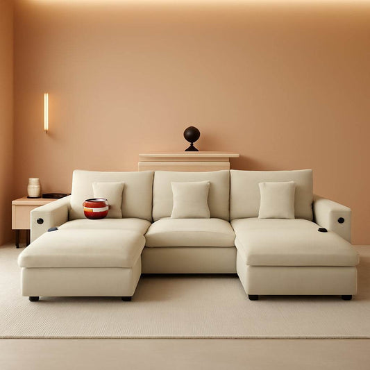 Modern Modular Sectional Sofa with Ottoman and Pillows - Loft&Timber