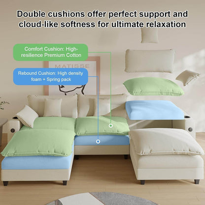 Modern Modular Sectional Sofa with Ottoman and Pillows - Loft&Timber