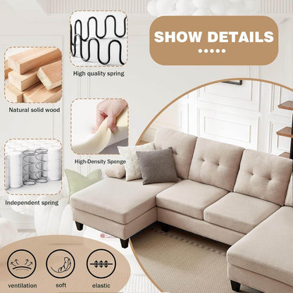 Modern U Shaped Sectional Couch With Double Chaise - Loft&Timber