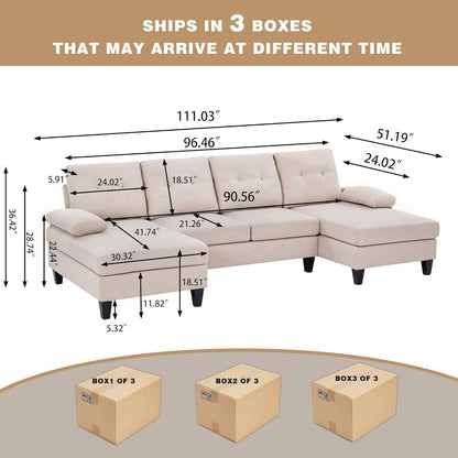 Modern U Shaped Sectional Couch With Double Chaise - Loft&Timber