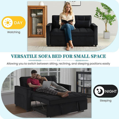 Modern Velvet 3 in 1 Convertible Sleeper Sofa Bed - Loft&Timber