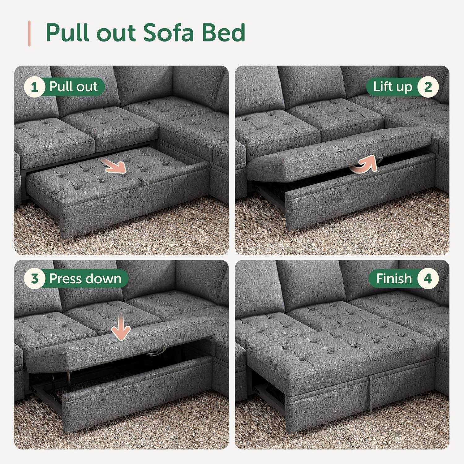 Modular Sectional Sleeper Sofa with Hidden Storage Features - Loft&Timber