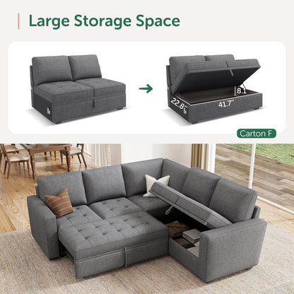 Modular Sectional Sleeper Sofa with Hidden Storage Features - Loft&Timber