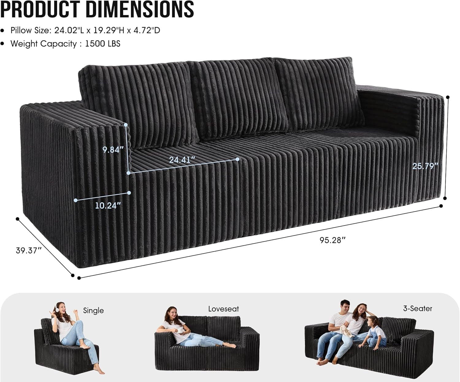 Modular Sectional Sofa With Deep Memory Foam Comfort-1