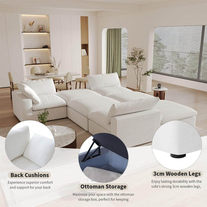 Modular Sectional Sofa with Storage Ottoman and Washable Covers - Loft&Timber