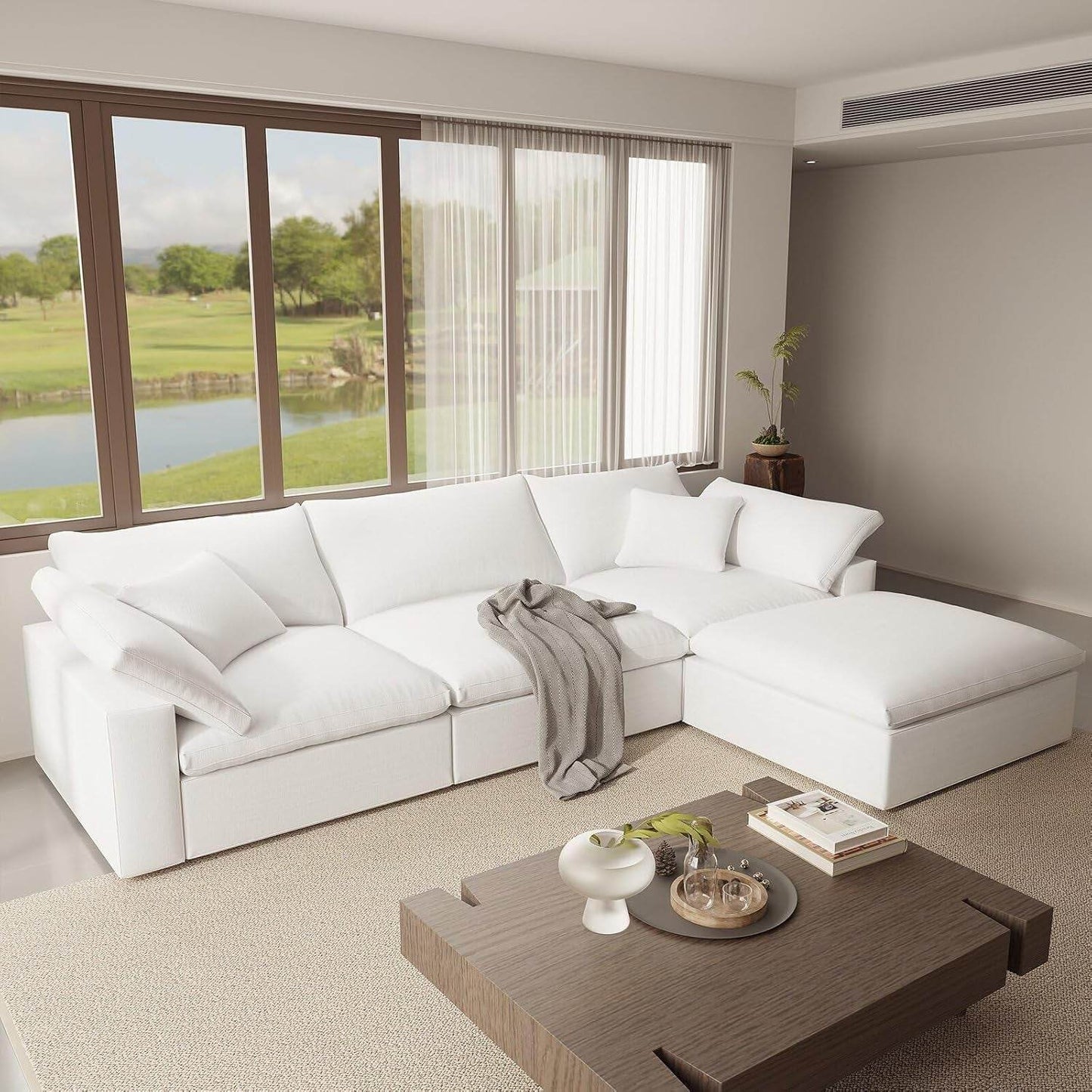 Oversize Modular Sectional Sofa with Chaise and Cushions - Loft&Timber