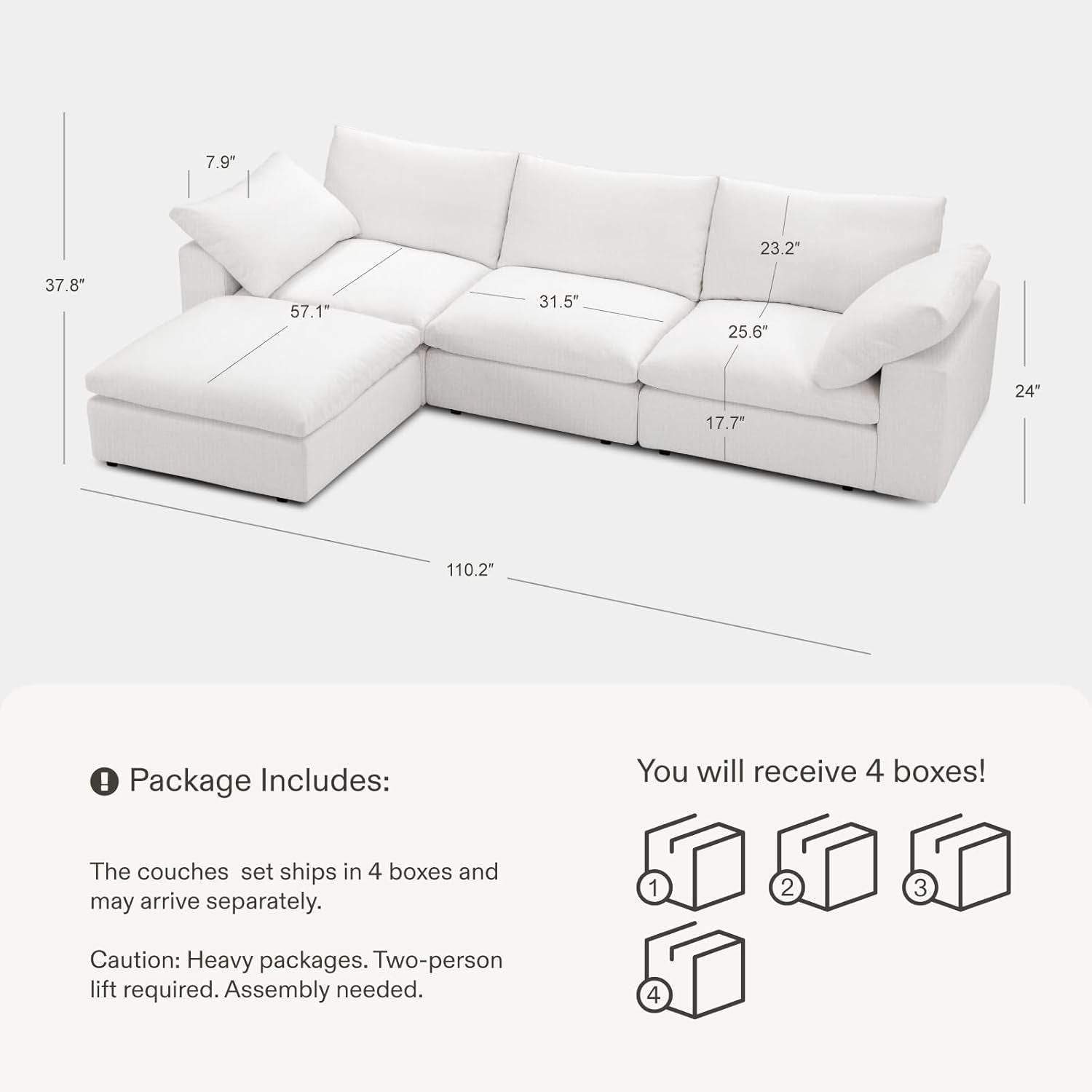 Oversized Modular Sectional Sofa with Ottoman for Comfort - Loft&Timber