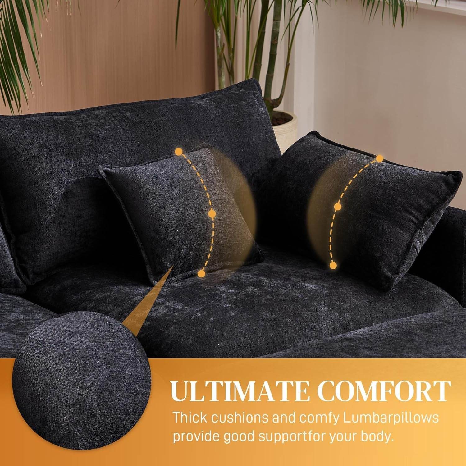 Oversized U Shape Cloud Sectional Sofa with Ottoman - Loft&Timber