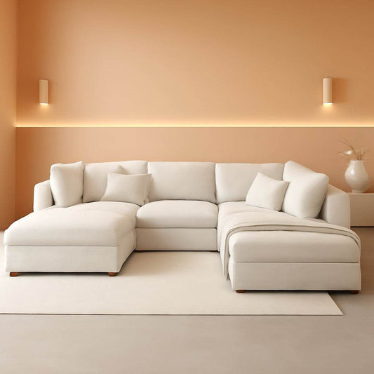 Oversized U Shaped Corduroy Sectional Sofa with Storage - Loft&Timber