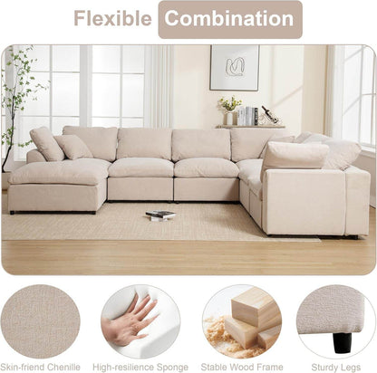 Oversized U Shaped Modular Sectional Sofa with Ottoman - Loft&Timber
