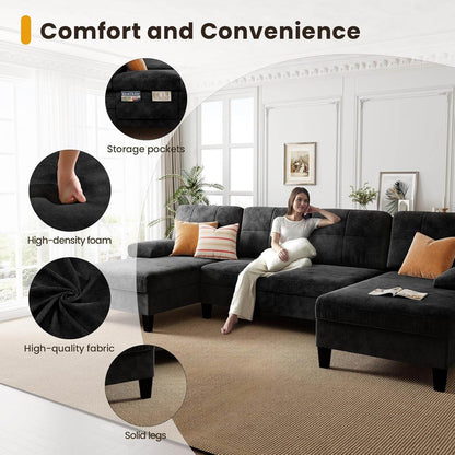 Oversized U Shaped Sectional Sofa with Storage Pockets - Loft&Timber