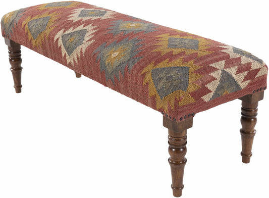 Yunak Rustic Geometric Tapestry Bench - Loft&Timber