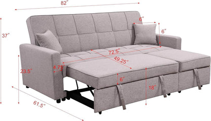 Queen Size Sleeper Sofa Couch with Adjustable Backrest - Loft&Timber