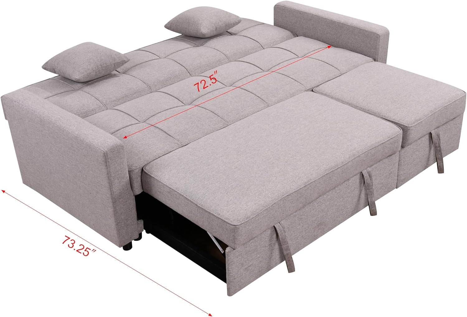 Queen Size Sleeper Sofa Couch with Adjustable Backrest - Loft&Timber