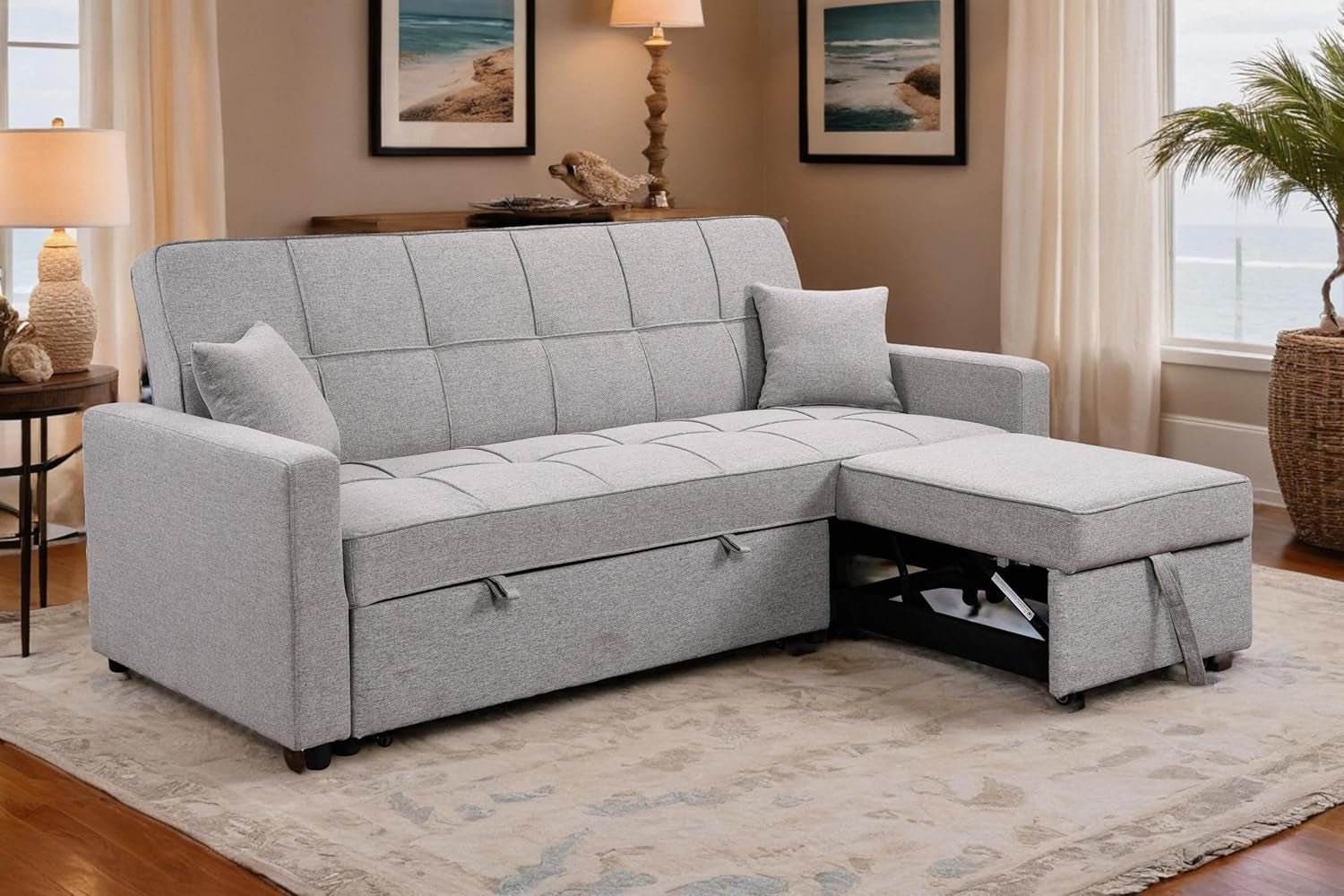 Queen Size Sleeper Sofa Couch with Adjustable Backrest - Loft&Timber