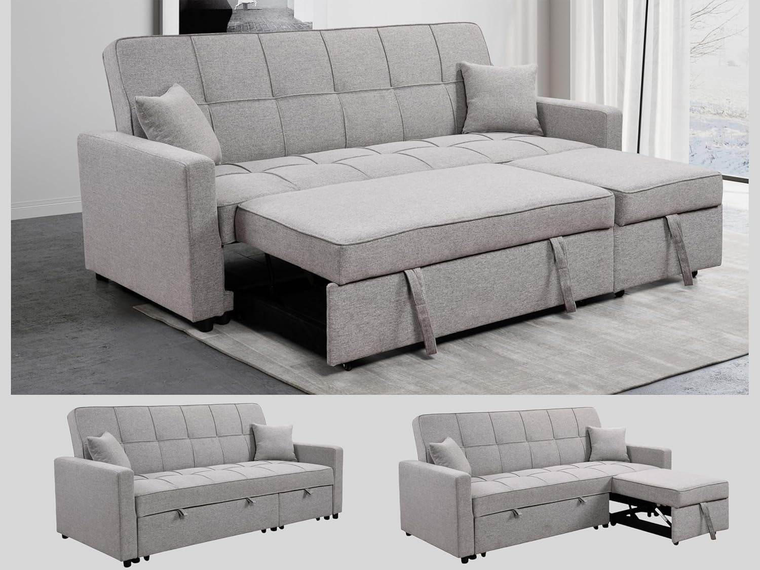 Queen Size Sleeper Sofa Couch with Adjustable Backrest - Loft&Timber