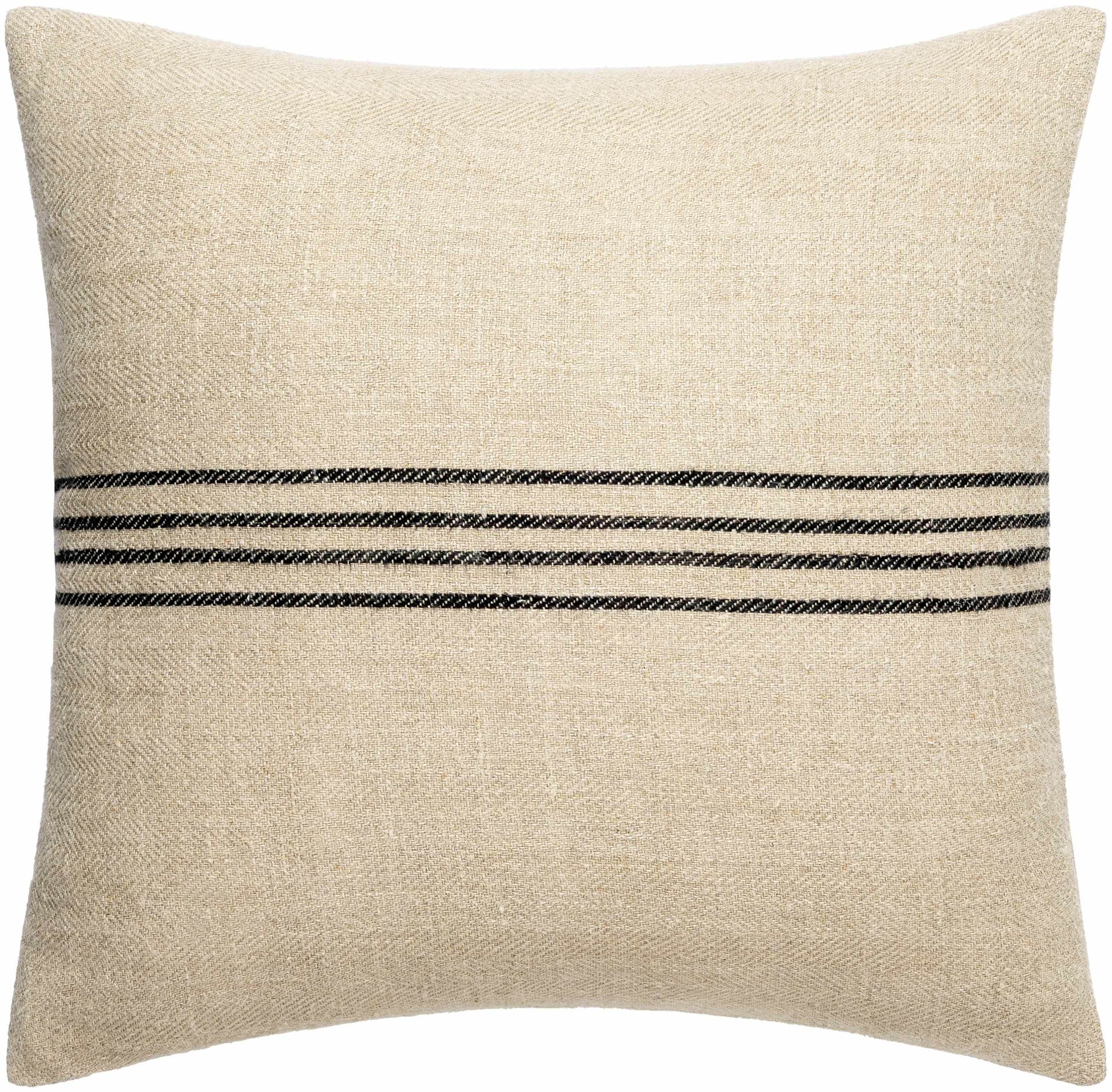 Aiyana Black Striped Linen Lumbar Pillow - Loft&Timber
