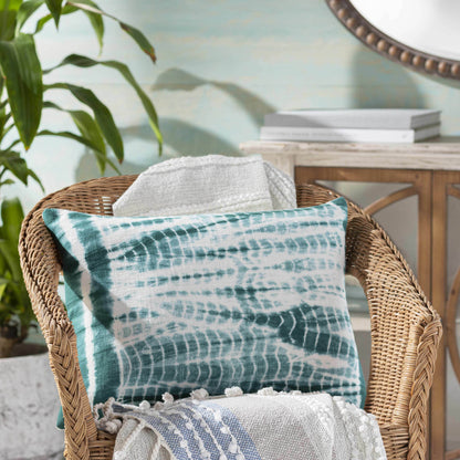 Sagasa Teal Tie-Dye Square Lumbar Pillow - Clearance - Loft&Timber