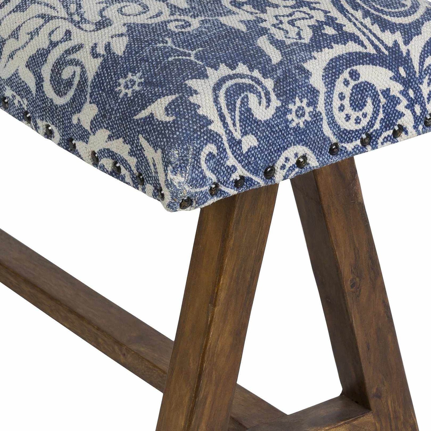 Spearman Blue Floral Wooden Bench - Loft&Timber