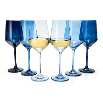 Blue Winter Christmas Wine Glasses | Set of 12 | Navy Colors - Loft&Timber