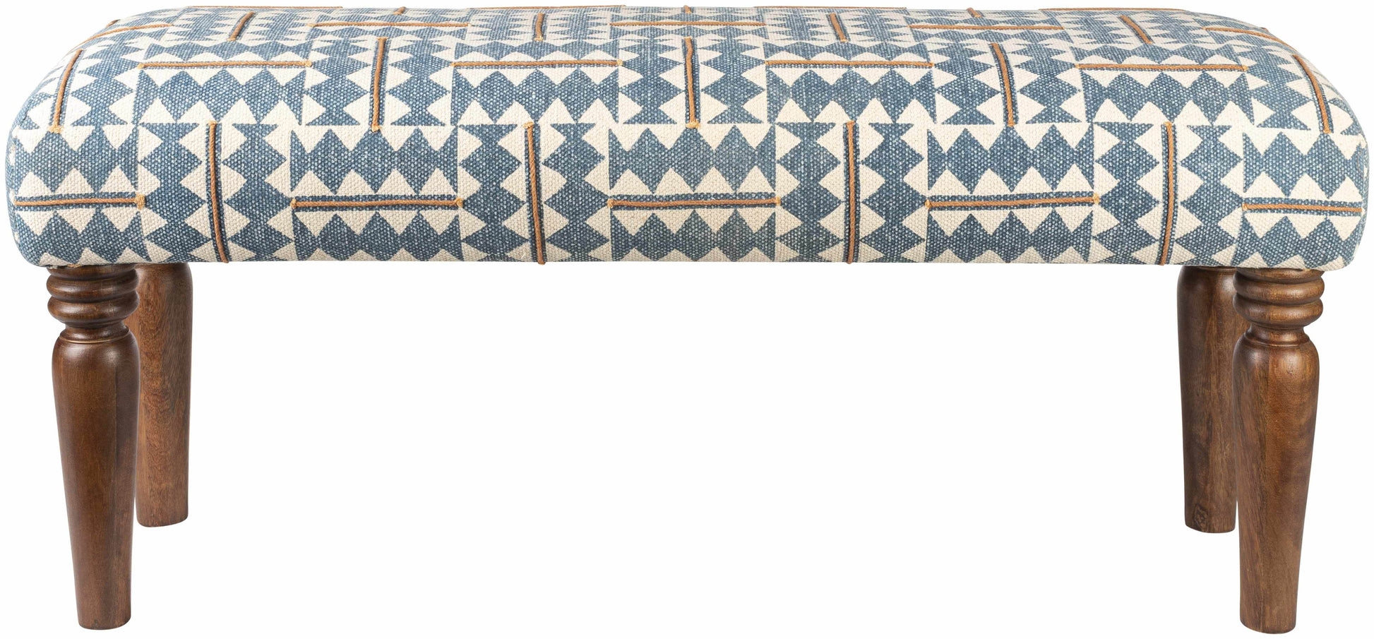 Thallwitz Blue Geometric Upholstered Bench - Loft&Timber