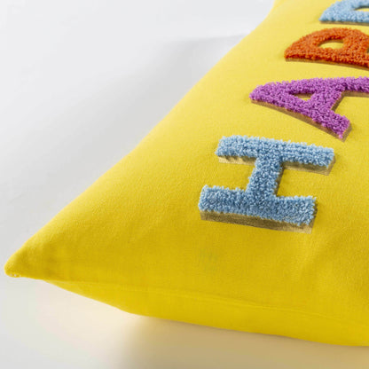 Kids Happy Decorative Nursery Yellow Throw Pillow - Loft&Timber